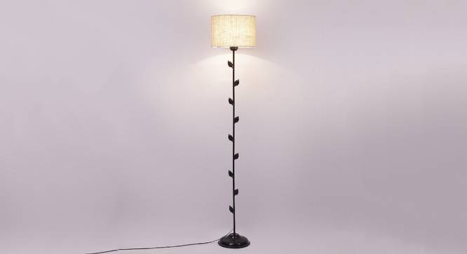 Lux White Natural Fiber Floor Lamp with Black Iron Base (Black) by Urban Ladder - Design 1 Side View - 685435