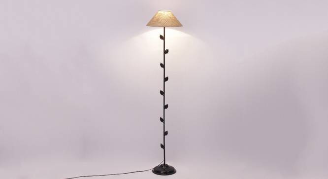 Lucien Beige Natural Fiber Floor Lamp with Black Iron Base (Black) by Urban Ladder - Design 1 Side View - 685442
