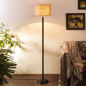 Floor Lamps In Pune Design Cleo Beige Natural Fiber Floor Lamp with Black Iron Base (Black)