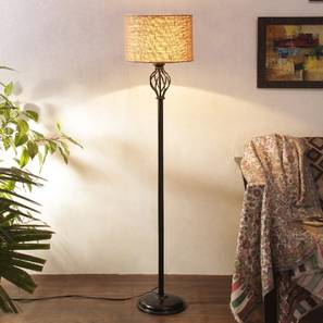 devansh Claude Beige Natural Fiber Floor Lamp with Black Iron Base-picture-13
