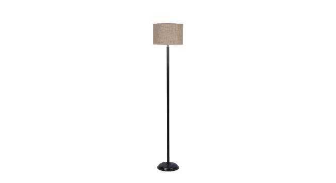 Cleo Beige Natural Fiber Floor Lamp with Black Iron Base (Black) by Urban Ladder - Front View Design 1 - 685525