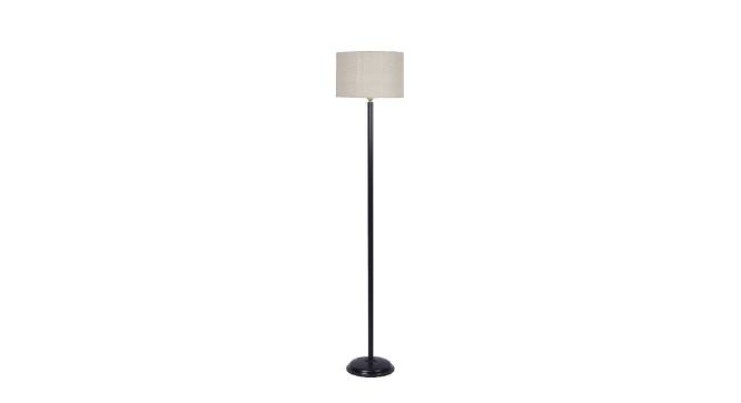 Flora White Natural Fiber Floor Lamp with Black Iron Base (Black) by Urban Ladder - Front View Design 1 - 685526
