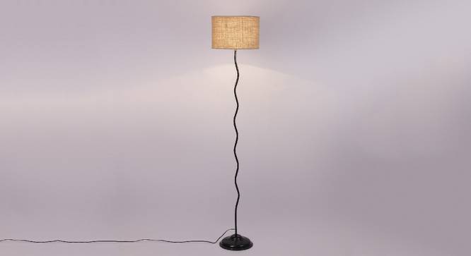 Nala Beige Natural Fiber Floor Lamp with Black Iron Base (Black) by Urban Ladder - Design 1 Side View - 685541