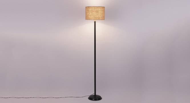 Cleo Beige Natural Fiber Floor Lamp with Black Iron Base (Black) by Urban Ladder - Design 1 Side View - 685546