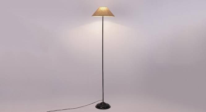 Sven Beige Natural Fiber Floor Lamp with Black Iron Base (Black) by Urban Ladder - Design 1 Side View - 685556