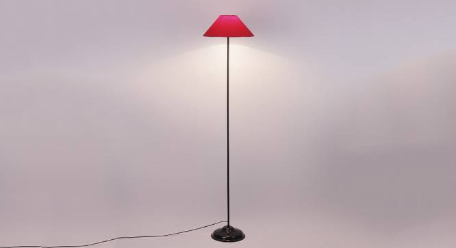 Mulan Red Fabric Floor Lamp with Black Iron Base (Black) by Urban Ladder - Design 1 Side View - 685558