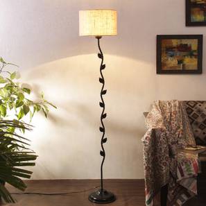 Ace White Natural Fiber Floor Lamp with Black Iron Base-image-1
