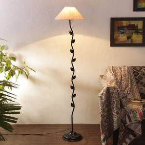 devansh Kiwi White Natural Fiber Floor Lamp with Black Iron Base-picture-11