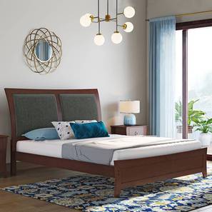 Super Combos Design Packard Basic Bedroom Set (1 Bed + 1 Bedside Table) (King Bed Size, Dark Walnut Finish)