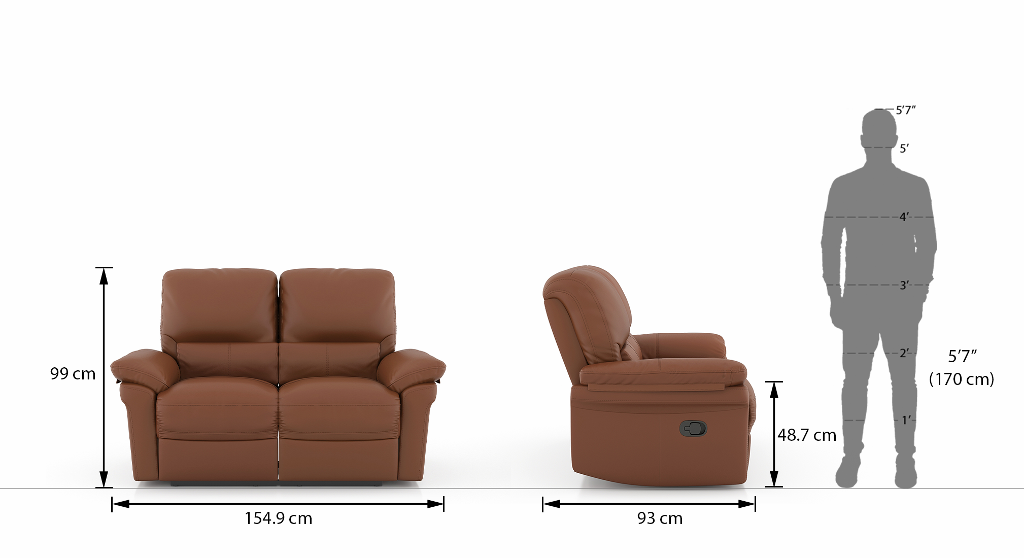 Bernice 2 seater recliner in tan 9