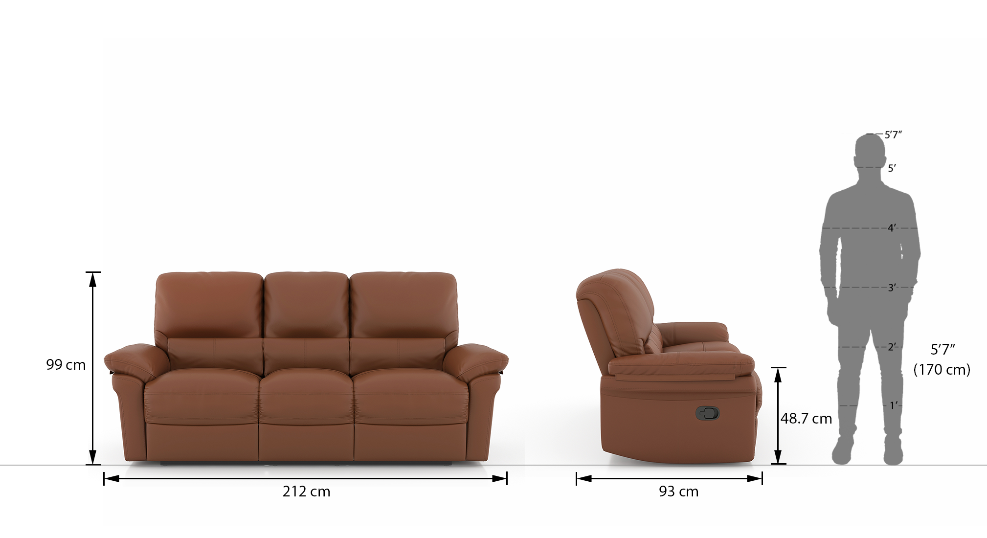 Bernice 3 seater recliner in tan 9