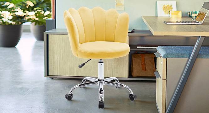 Finger Chair with Wheels Modern Leisure Desk Task Chair (Yellow) by Urban Ladder - Front View Design 1 - 693498