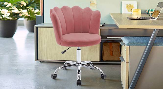 Finger Chair with Wheels Modern Leisure Desk Task Chair (Pink) by Urban Ladder - Front View Design 1 - 693499