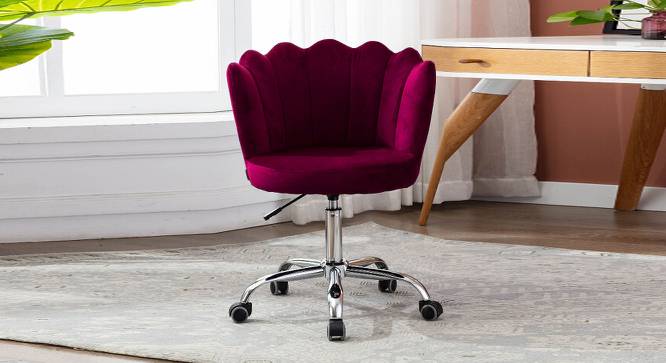 Finger Chair with Wheels Modern Leisure Desk Task Chair (Pink) by Urban Ladder - Front View Design 1 - 693500