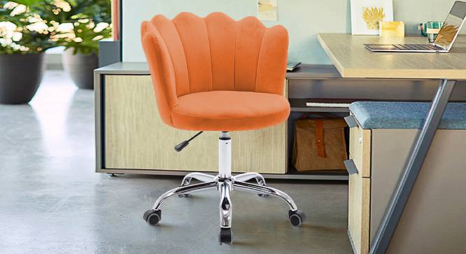 Finger Chair with Wheels Modern Leisure Desk Task Chair (Orange) by Urban Ladder - Front View Design 1 - 693501