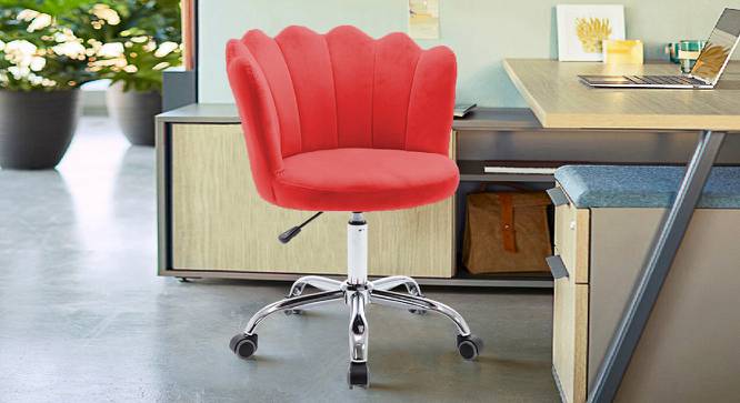 Finger Chair with Wheels Modern Leisure Desk Task Chair (Red) by Urban Ladder - Front View Design 1 - 693502
