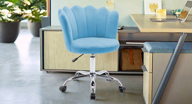 Finger Chair with Wheels Modern Leisure Desk Task Chair (Blue) by Urban Ladder - Front View Design 1 - 693503
