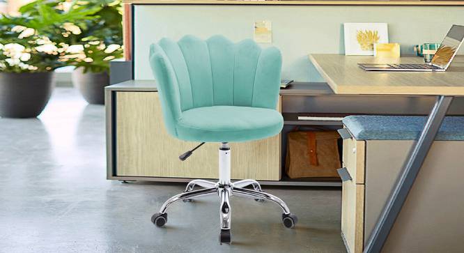 Finger Chair with Wheels Modern Leisure Desk Task Chair (Blue) by Urban Ladder - Front View Design 1 - 693504