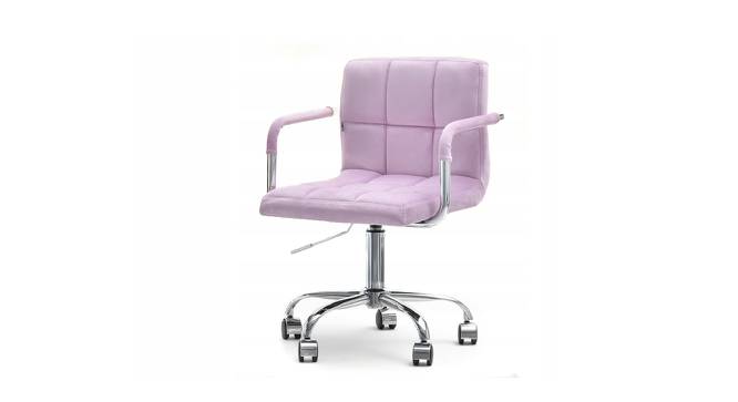 Height-Adjustable Velvet Arm Office Desk Chair (Pink) by Urban Ladder - Front View Design 1 - 693506