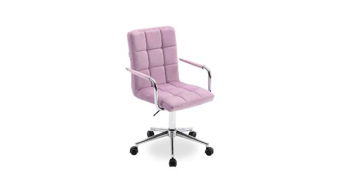 Velvet Height Adjustable Swivel Office Computer Barstool Armrest Desk Office Chair (Pink) by Urban Ladder - Front View Design 1 - 693513