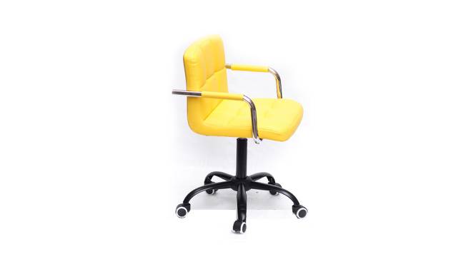 Height-Adjustable Velvet Arm Office Desk Chair (Yellow) by Urban Ladder - Design 1 Side View - 693526