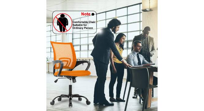 Low Back Executive Ergonomic Desk Mesh Fabric Study Computer Task Office Chair (Orange) by Urban Ladder - Design 1 Side View - 693527