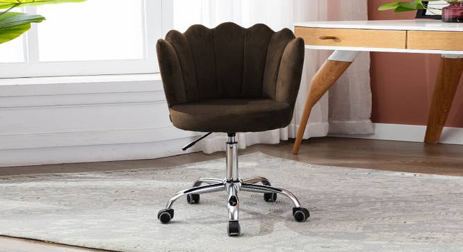 Finger Chair with Wheels Modern Leisure Desk Task Chair (Brown) by Urban Ladder - Front View Design 1 - 693578