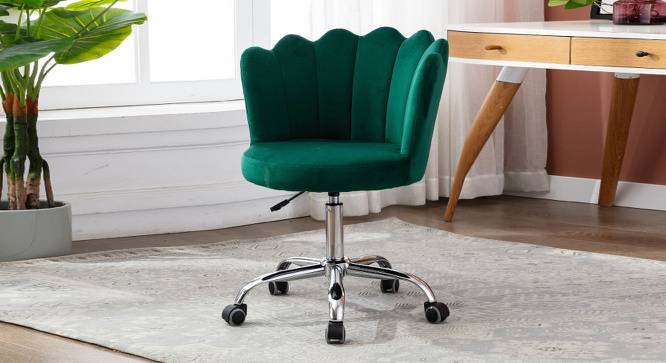 Finger Chair with Wheels Modern Leisure Desk Task Chair (Green) by Urban Ladder - Front View Design 1 - 693579