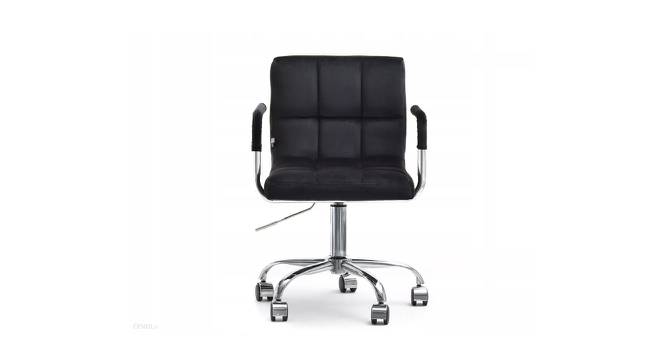 Height-Adjustable Velvet Arm Office Desk Chair (Black) by Urban Ladder - Front View Design 1 - 693585