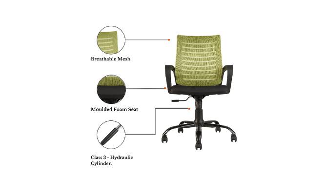 Medium Back Ergonomic Revolving Computer Study Work from Home & Office Chair (Green) by Urban Ladder - Design 1 Side View - 693623