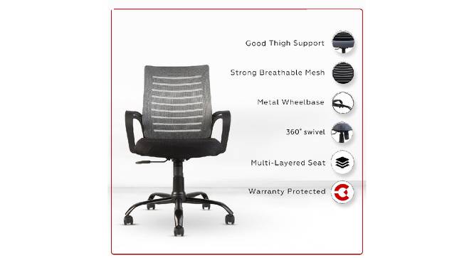 Medium Back Ergonomic Revolving Computer Study Work from Home & Office Chair (Grey) by Urban Ladder - Design 1 Side View - 693624
