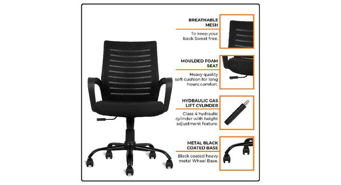 Medium Back Ergonomic Revolving Computer Study Work from Home & Office Chair (Black) by Urban Ladder - Design 1 Side View - 693625