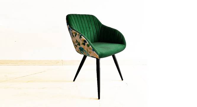 Unique PU Velvet Fabric with Flower Fabric Dining Chair (Powder Coating Finish) by Urban Ladder - Front View Design 1 - 693966