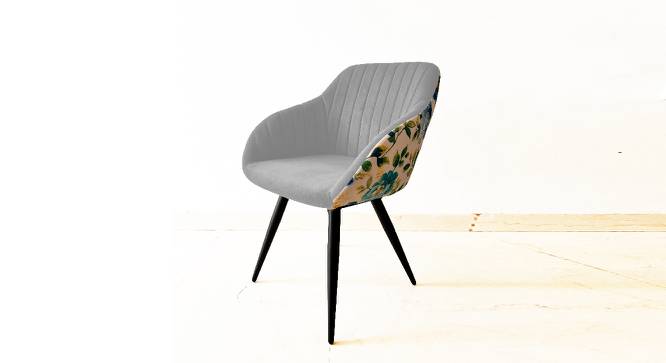 Unique PU Velvet Fabric with Flower Fabric Dining Chair (Powder Coating Finish) by Urban Ladder - Front View Design 1 - 694073