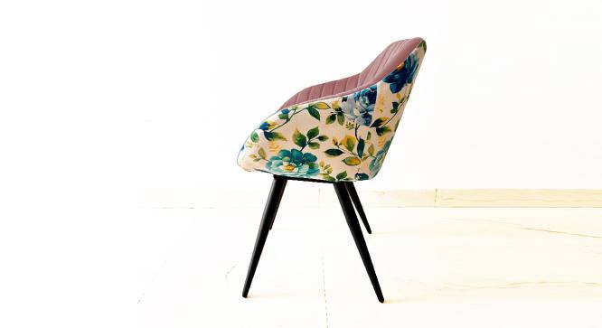 Unique PU Velvet Fabric with Flower Fabric Dining Chair (Powder Coating Finish) by Urban Ladder - Design 1 Side View - 694101