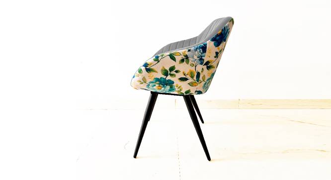 Unique PU Velvet Fabric with Flower Fabric Dining Chair (Powder Coating Finish) by Urban Ladder - Design 1 Side View - 694103