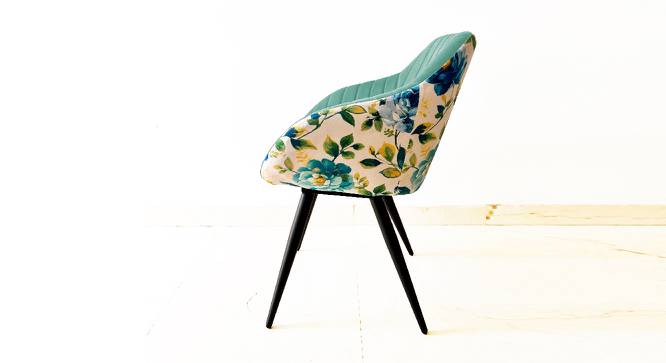 Unique PU Velvet Fabric with Flower Fabric Dining Chair (Powder Coating Finish) by Urban Ladder - Design 1 Side View - 694205