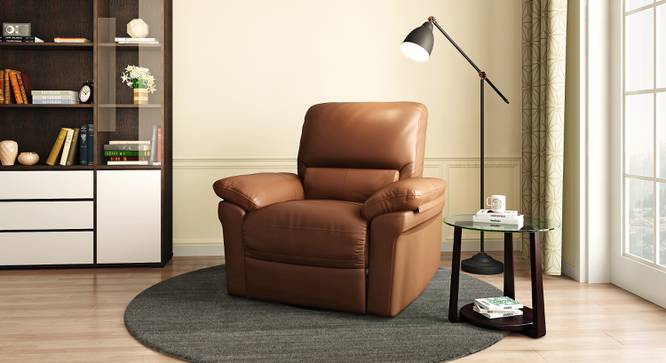 Bernice 3 Seater Fabric Recliner in Tan Fabric (Tan, One Seater) by Urban Ladder - Front View - 