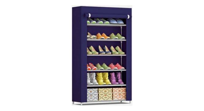 Bruce Collapsible Shoe Rack (Blue Finish, 18 Pair Capacity) by Urban Ladder - Front View - 