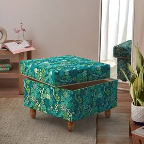 Chair In Kochi Design Modern Trunk Storage Ottoman (Tropical Ikkat Green)