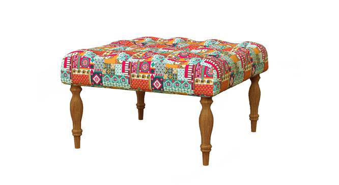 English Ottoman (Floral Swirls Red) by Urban Ladder - Front View Design 1 - 695655
