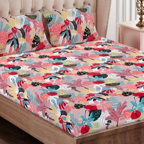 Bedsheets In Pune Design Pink Floral 144 TC Cotton Double Size Bedsheet with Pillow Covers