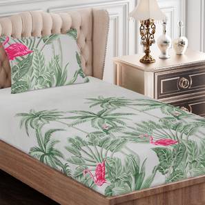 Bedsheets In Hyderabad Design Green Abstract 160 TC Cotton Single Size Bedsheet with 1 Pillow Covers