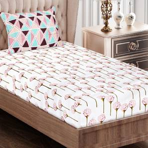 Bedsheets In Gurgaon Design Pink Floral 160 TC Cotton Single Size Bedsheet with 1 Pillow Covers