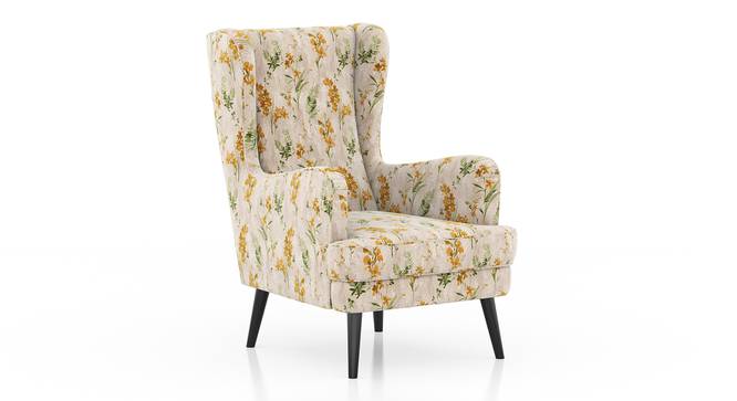 Genoa Wing Chair (Mustard Florals) by Urban Ladder - Close View - 