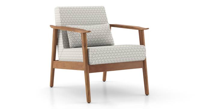 Brooks Armchair - Teak Natural Chitra Velvet-Mint (Teak Finish, Grey Floral) by Urban Ladder - Side View - 696598