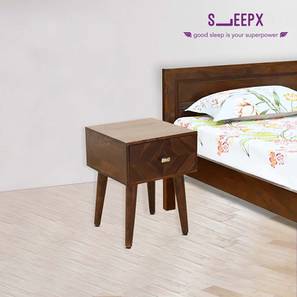 Bed Side Table Design Square Solid Wood Bedside Table in Walnut Finish