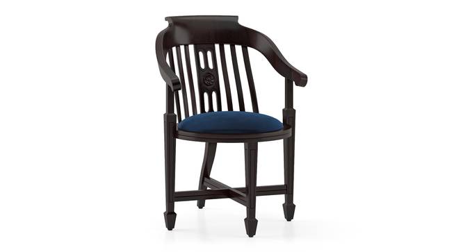 Tahira Arm Chair (Finish : Mahogany, Fabric: Blue velvet) (Blue) by Urban Ladder - Side View - 