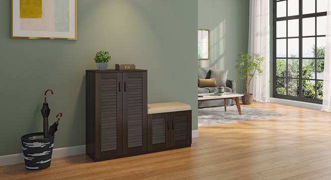 Bennis Shoe Cabinet (Dark Walnut Finish, 18 Pair Capacity) by Urban Ladder - Front View - 