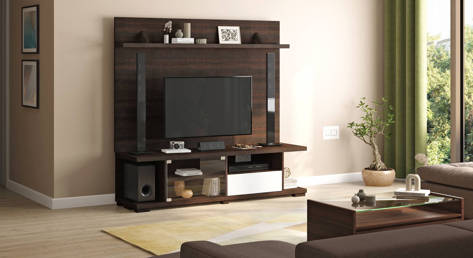 Iwaki Engineered Wood Swivel TV Unit Urban Ladder